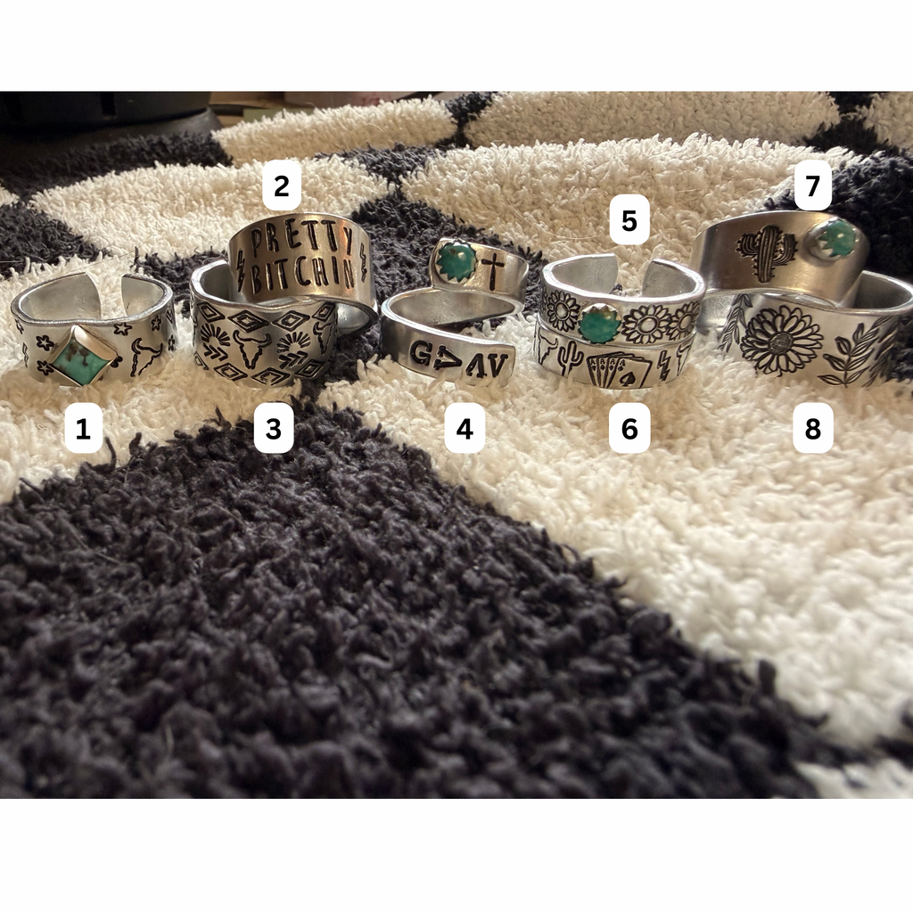 Hand-stamped aluminum rings