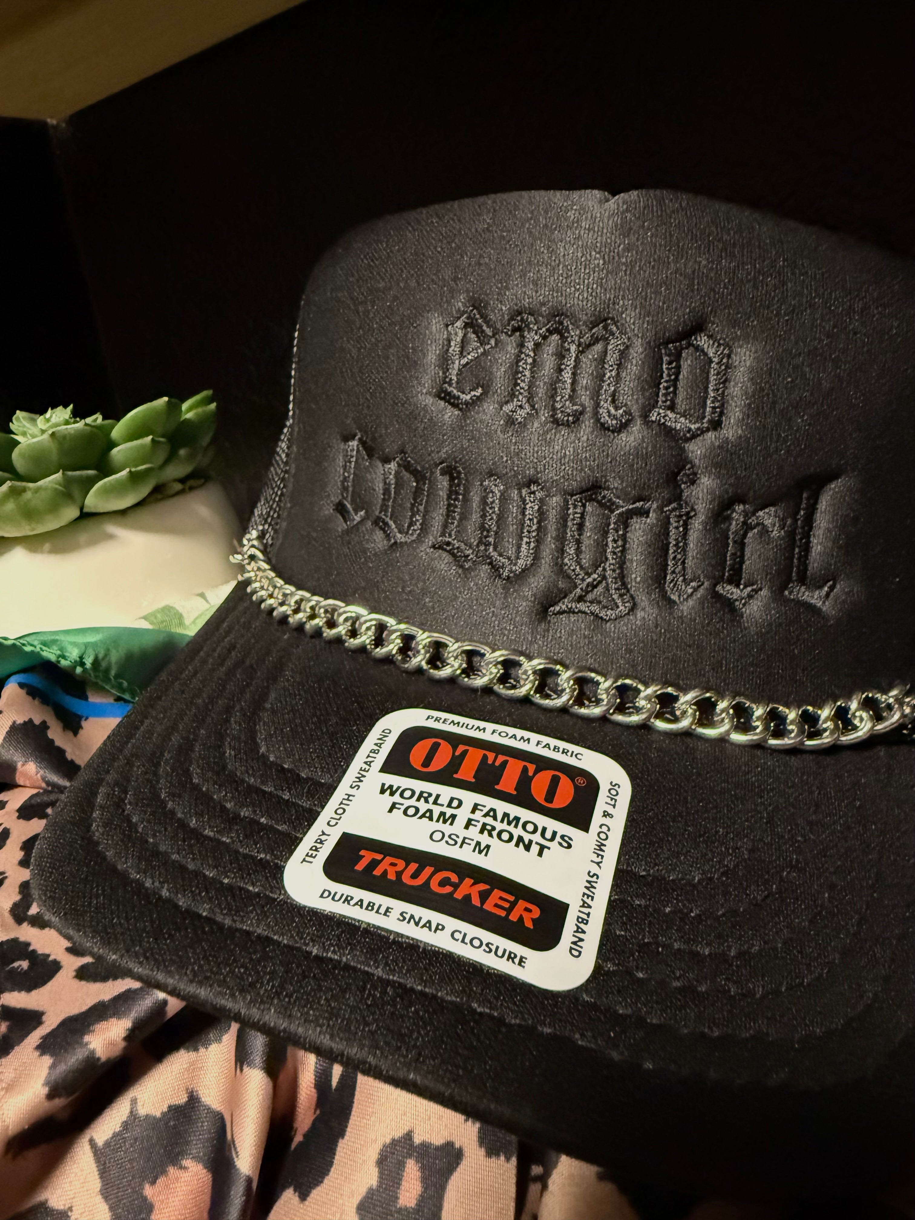 Emo Cowgirl Embroidered Trucker