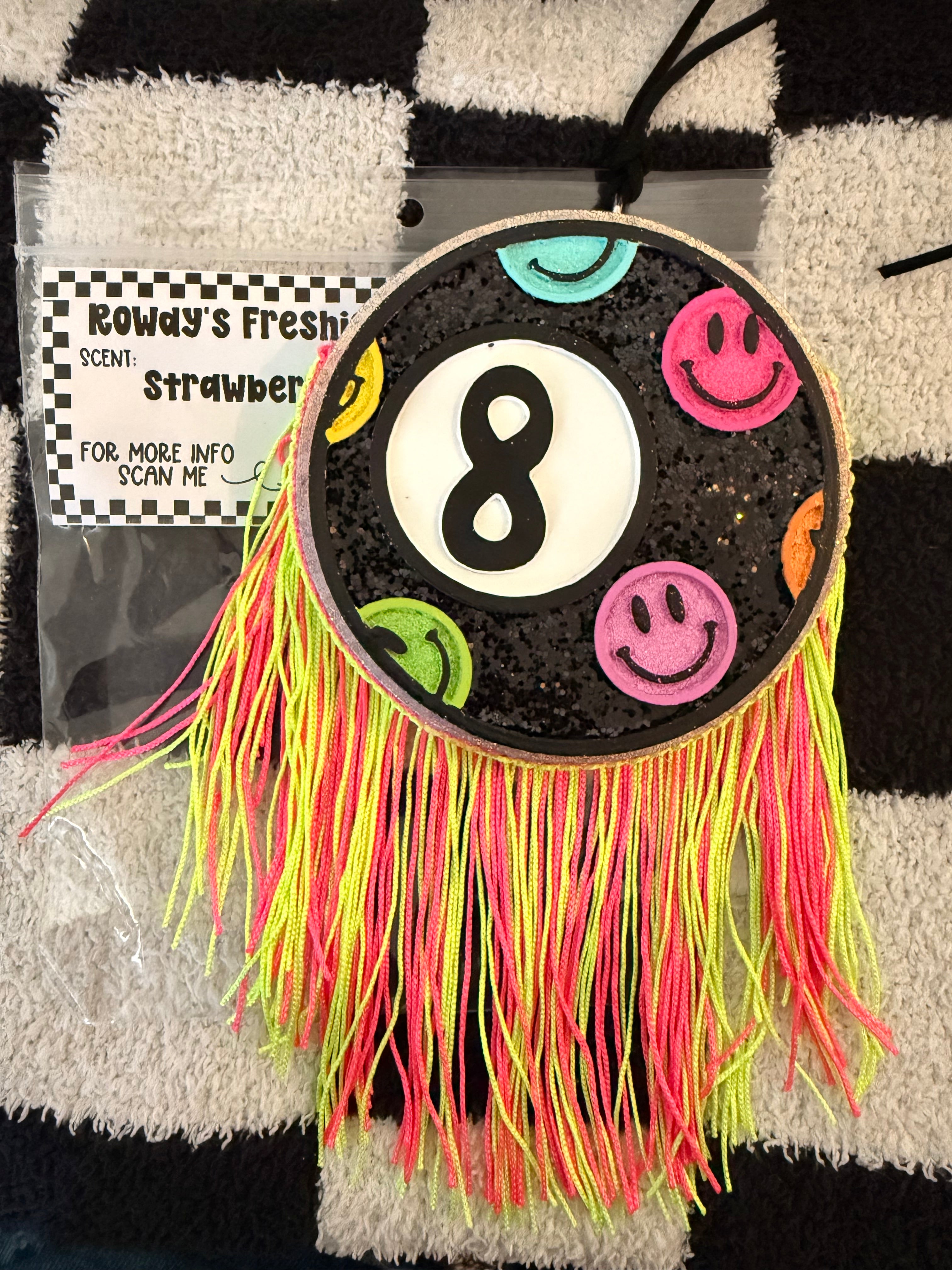 Smiley 8 Ball Freshie w Fringe